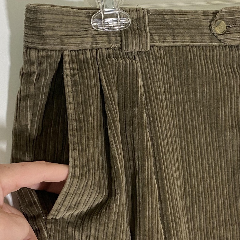Saks Fifth Avenue Pants Mens 39x30 Brown Corduroy Pleated Cuffed Dress Pants - Picture 4 of 16
